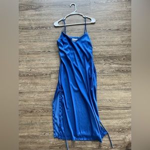 Urban Outfitters Blue Satin Midi Dress